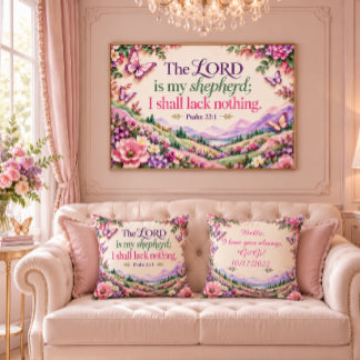 Personalisierter Psalm 23:1 Floraler Schmetterling Kissen
