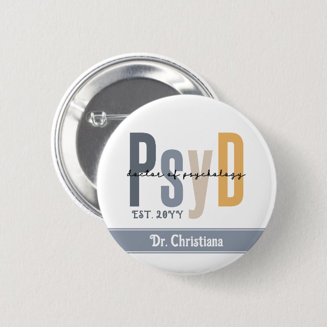 Personalisierter PsyD Doktor des Psychologie-Absch Button (Vorne & Hinten)