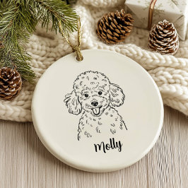 Personalisierter Pudel-Hund Weihnachten Keramik Ornament