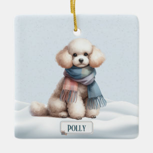 Personalisierter Pudel-Weihnachtsschmuck Keramikornament