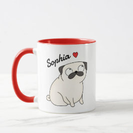 Personalisierter Pug-Becher, personalisierter Pug- Tasse
