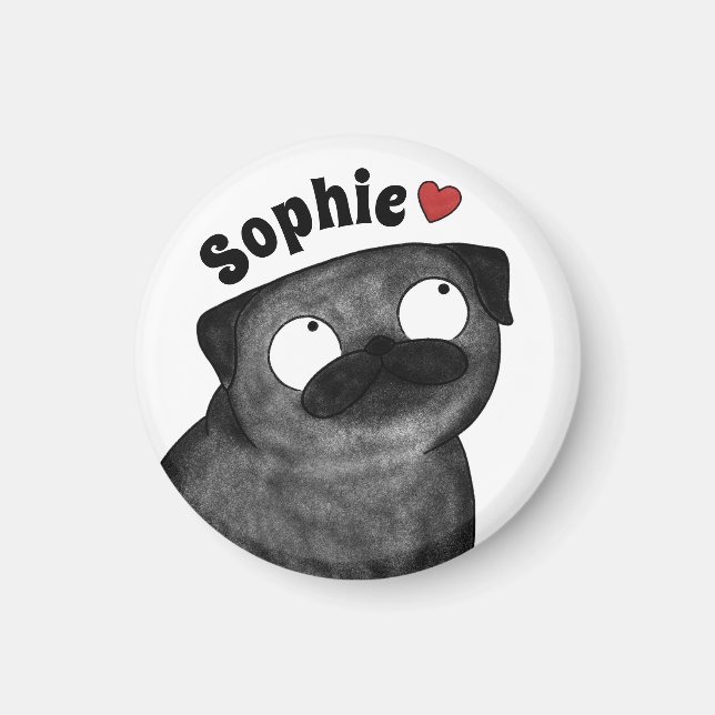 Personalisierter Pug-Magnet, benutzerdefinierter N Magnet (Vorne)
