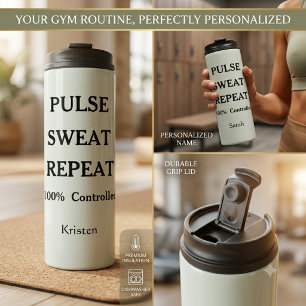 Personalisierter Pulse Sweat Repeat Fitnessstudio  Thermosbecher