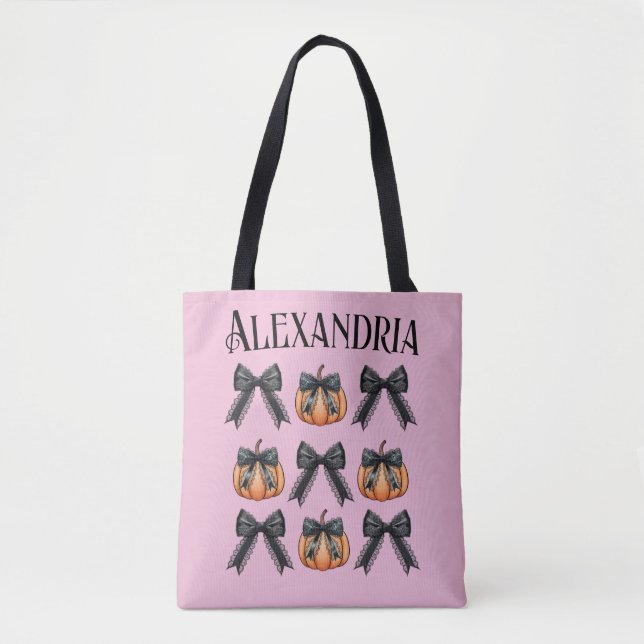 Personalisierter Pumpkin-Bow Pink Halloween (Vorderseite)