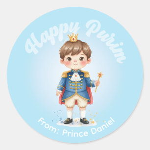 Personalisierter Purim-Aufkleber - Prinz-Thema Runder Aufkleber
