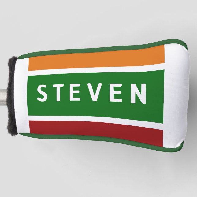 Personalisierter Putter-Name-Streifen-Badge Retro- Golf Headcover (Vorderseite)