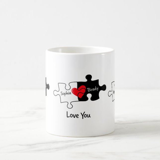 Personalisierter Puzzle-Paar-Becher Kaffeetasse (Mittel)