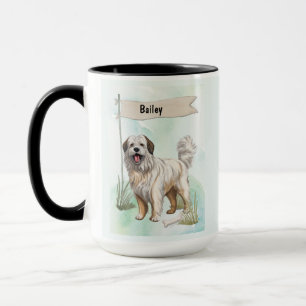 Personalisierter Pyrenäen-Schäferhund Wasserfarben Tasse