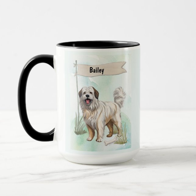Personalisierter Pyrenäen-Schäferhund Wasserfarben Tasse (Links)