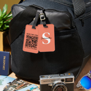 Personalisierter QR-Code für Monogramm Gepäckanhänger