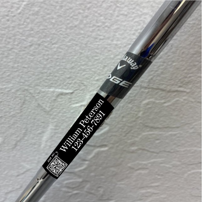 Personalisierter QR-Code Golfschläger, Ausrüstungs Etiketten (Golf Club Labels - Set of 32 Personalised Vinyl stickers, Golf equipment labels, laminated labels, )