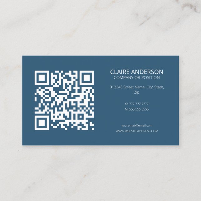Personalisierter QR-Code Modern Blue Custom Logo Visitenkarte (Vorderseite)