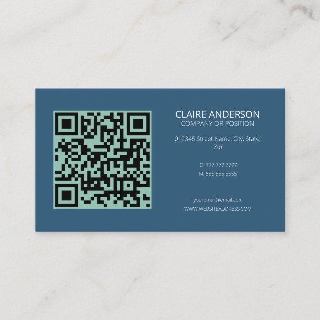 Personalisierter QR-Code Modern Blue Custom Logo Visitenkarte (Vorderseite)