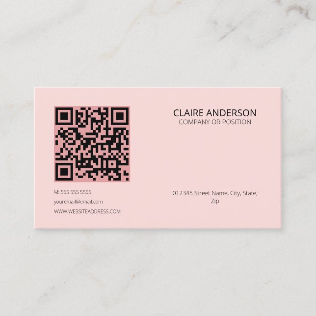 Personalisierter QR-Code Modern rosa Logo Visitenkarte (Vorderseite)