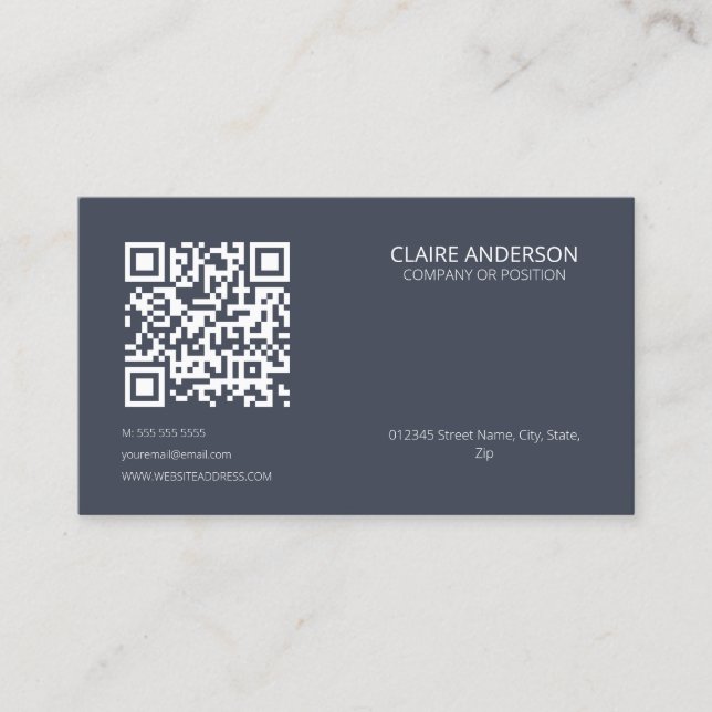 Personalisierter QR-Code Modern White Custom Logo Visitenkarte (Vorderseite)