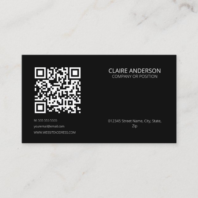 Personalisierter QR-Code Modern White Custom Logo Visitenkarte (Vorderseite)