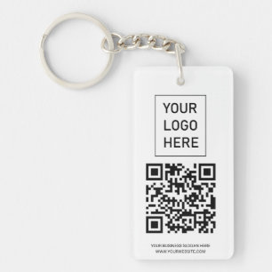 Personalisierter QR-Code Visitenkarte Ihr Logo wei Schlüsselanhänger