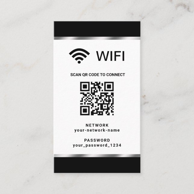 Personalisierter QR-Code, Wifi-Netzwerk und Kennwo Visitenkarte (Vorderseite)