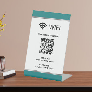 Personalisierter QR-Code Wifi-Netzwerk und Kennwor Sockelschild