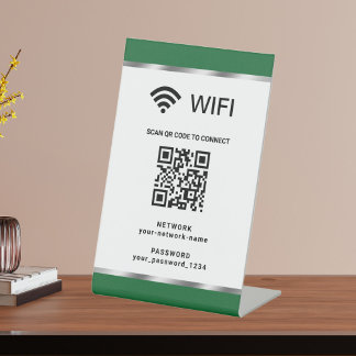 Personalisierter QR-Code Wifi-Netzwerk und Kennwor Sockelschild