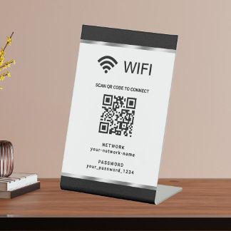 Personalisierter QR-Code Wifi-Netzwerk und Kennwor Sockelschild