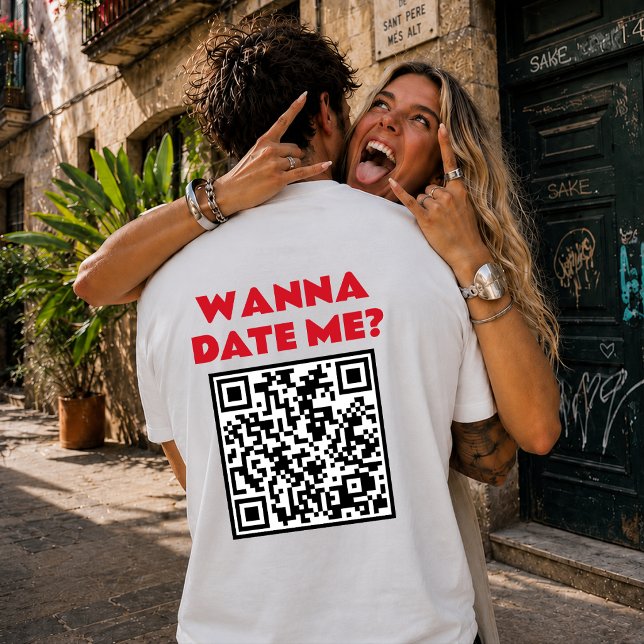 Personalisierter QR-Code – Willst du mich datieren T-Shirt (Von Creator hochgeladen)
