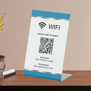 Personalisierter QR-Code WLAN-Netzwerk und Passwor Sockelschild