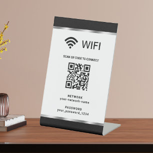 Personalisierter QR-Code WLAN-Netzwerk und Passwor Sockelschild