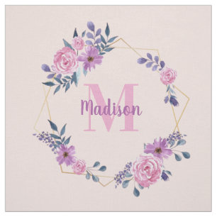 Personalisierter Quiltblock mit Namen und Monogram Stoff