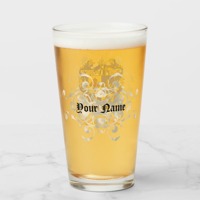 Personalisierter Quintana-Nachname Schild aus Waff Glas (Rückseite (gefüllt))