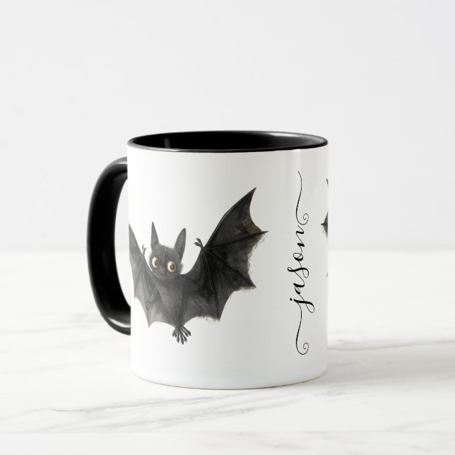 Personalisierter Quirky Halloween-Bat Tasse (Vorderseite Links)