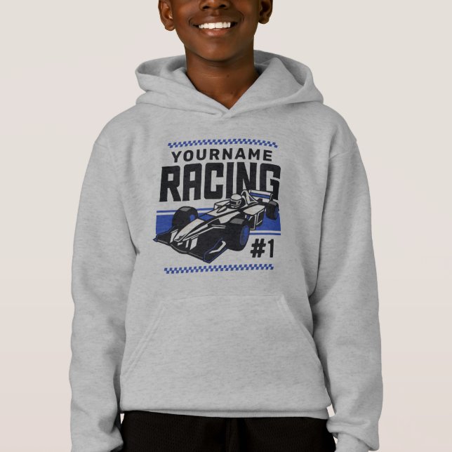 Personalisierter Racing Team Fast Race Car Treiber Hoodie (Vorderseite)