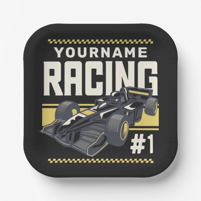 Personalisierter Racing Team Fast Race Car Treiber Pappteller (Vorderseite)