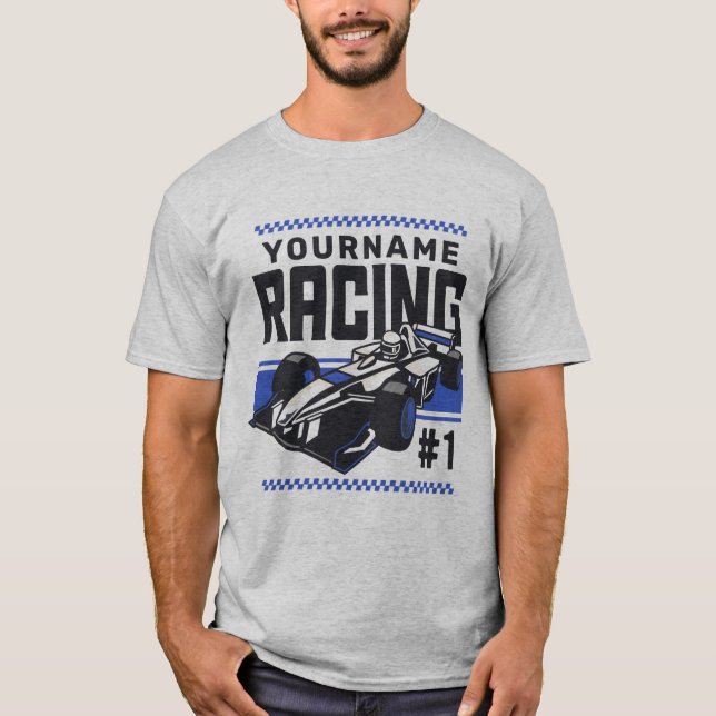 Personalisierter Racing Team Fast Race Car Treiber T-Shirt (Vorderseite)