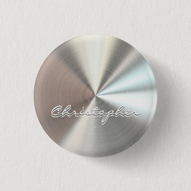 Personalisierter radialer Metallic-Look - Chrome Button (Vorderseite)
