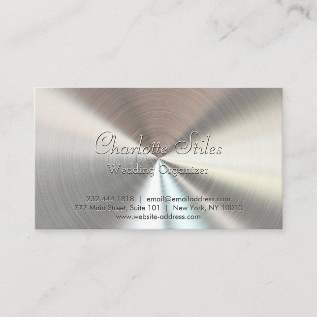 Personalisierter radialer Metallic-Look - Chrome Visitenkarte (Vorderseite)