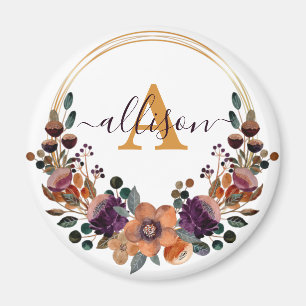 Personalisierter Rahmen aus Burgund und Goldflora Magnet