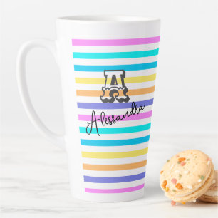 Personalisierter Rainbow-Girlanname & Monogramm Milchtasse