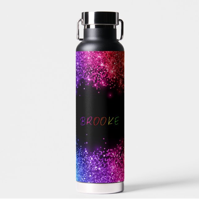 Personalisierter Rainbow-Glitzer Trinkflasche (Vorne)