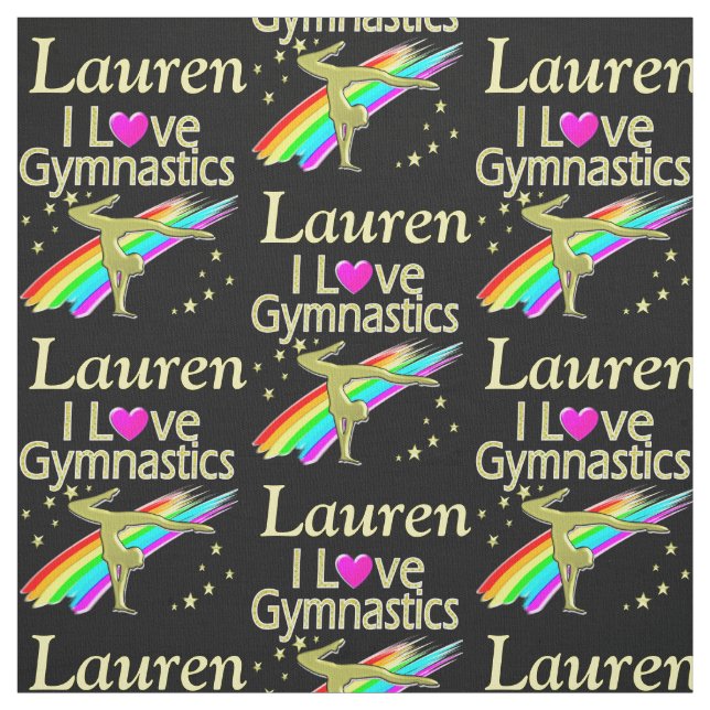 PERSONALISIERTER RAINBOW I LIEBE GYMNASTICS FABRIC STOFF (Muster)