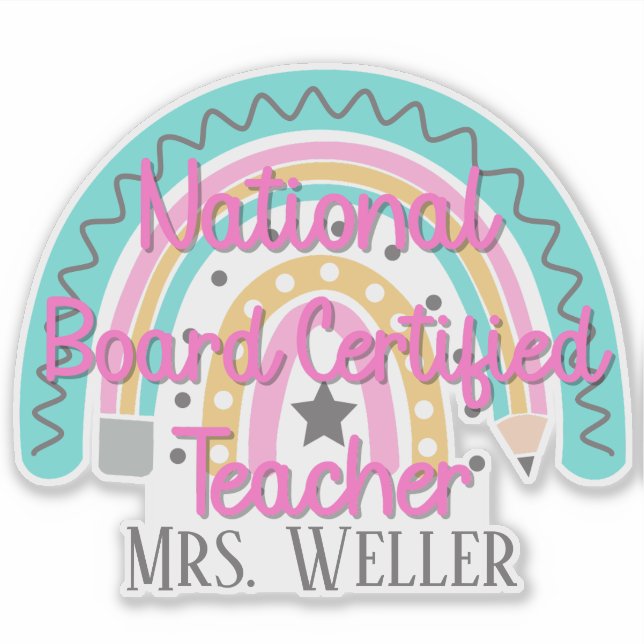 Personalisierter Rainbow-Lehrer Aufkleber (Vorderseite)