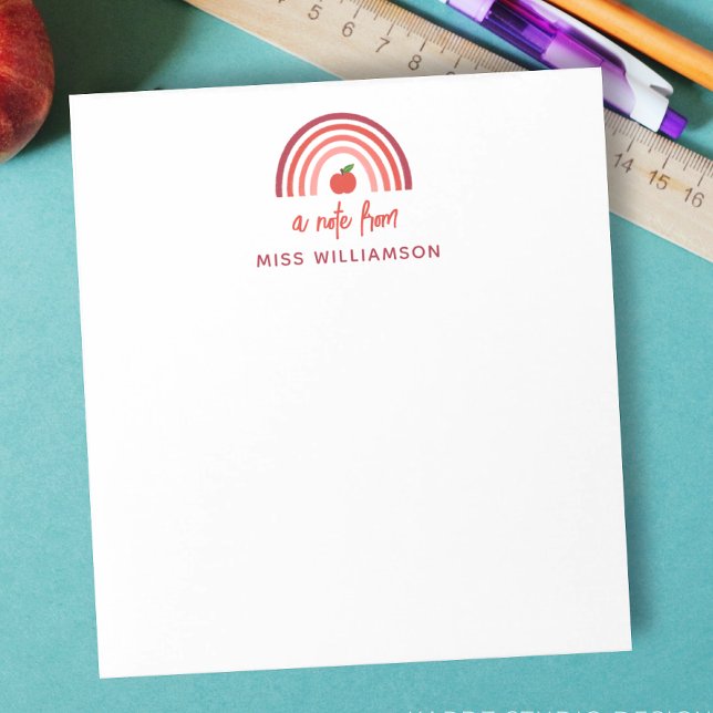 Personalisierter Rainbow-Lehrer Notizblock (Personalize this modern chic notepad as a gift for teacher appreciation day. Fun design with rainbow)