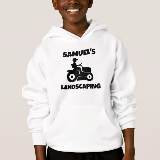Personalisierter Rasenmäher Hoodie für Kinder (Vorderseite)