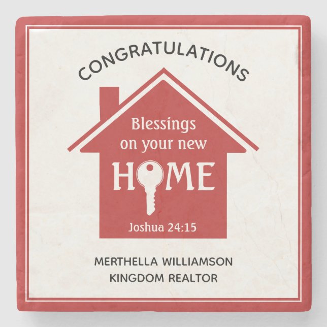 Personalisierter Realtor zu Client New Zuhause Steinuntersetzer (Vorderseite)