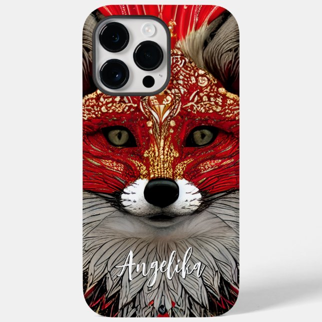 Personalisierter Red and Gold Abstrakt Fox Case-Mate iPhone Hülle (Rückseite)