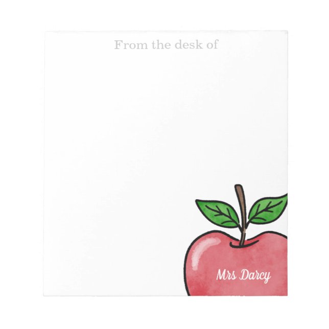 Personalisierter Red Apple Lehrer - Notepad Notizblock (Vorderseite)