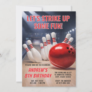 Personalisierter RED Bowling Geburtstag Einladung