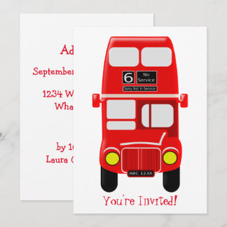 Personalisierter Red Double Decker Bus-Entwurf Einladung