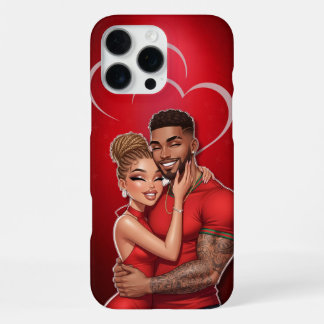 Personalisierter Red Glamour Couple Phone Case iPhone 16 Pro Max Hülle