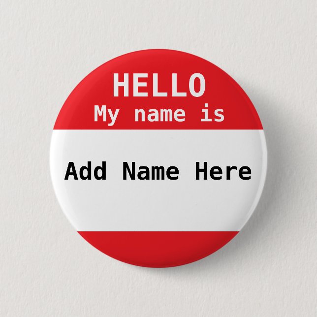 Personalisierter Red Nametag Button (Vorderseite)